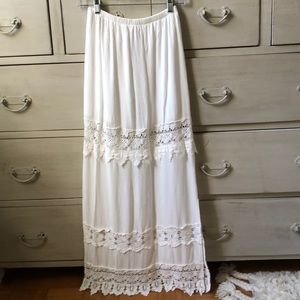 White crochet maxi skirt